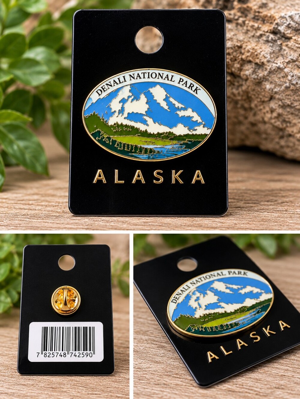 Denali‎ National Park Alaska Mt McKinley Souvenir Enamel Lapel Pin